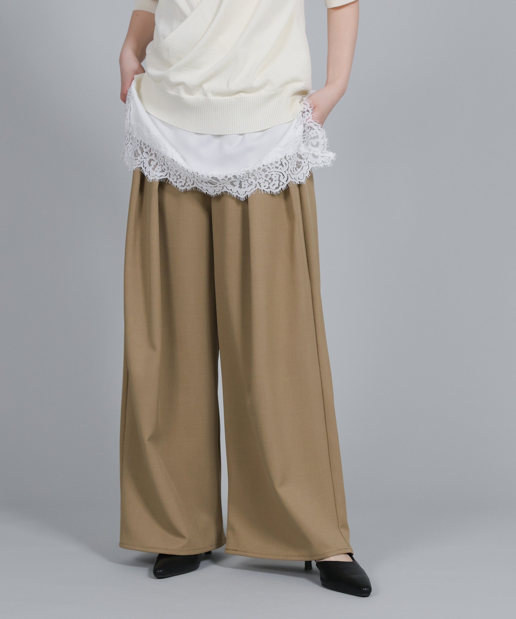 SELECT MOCA 【Et】Crepe Wide Tuck Pants セレクトモカ パンツ その他のパンツ