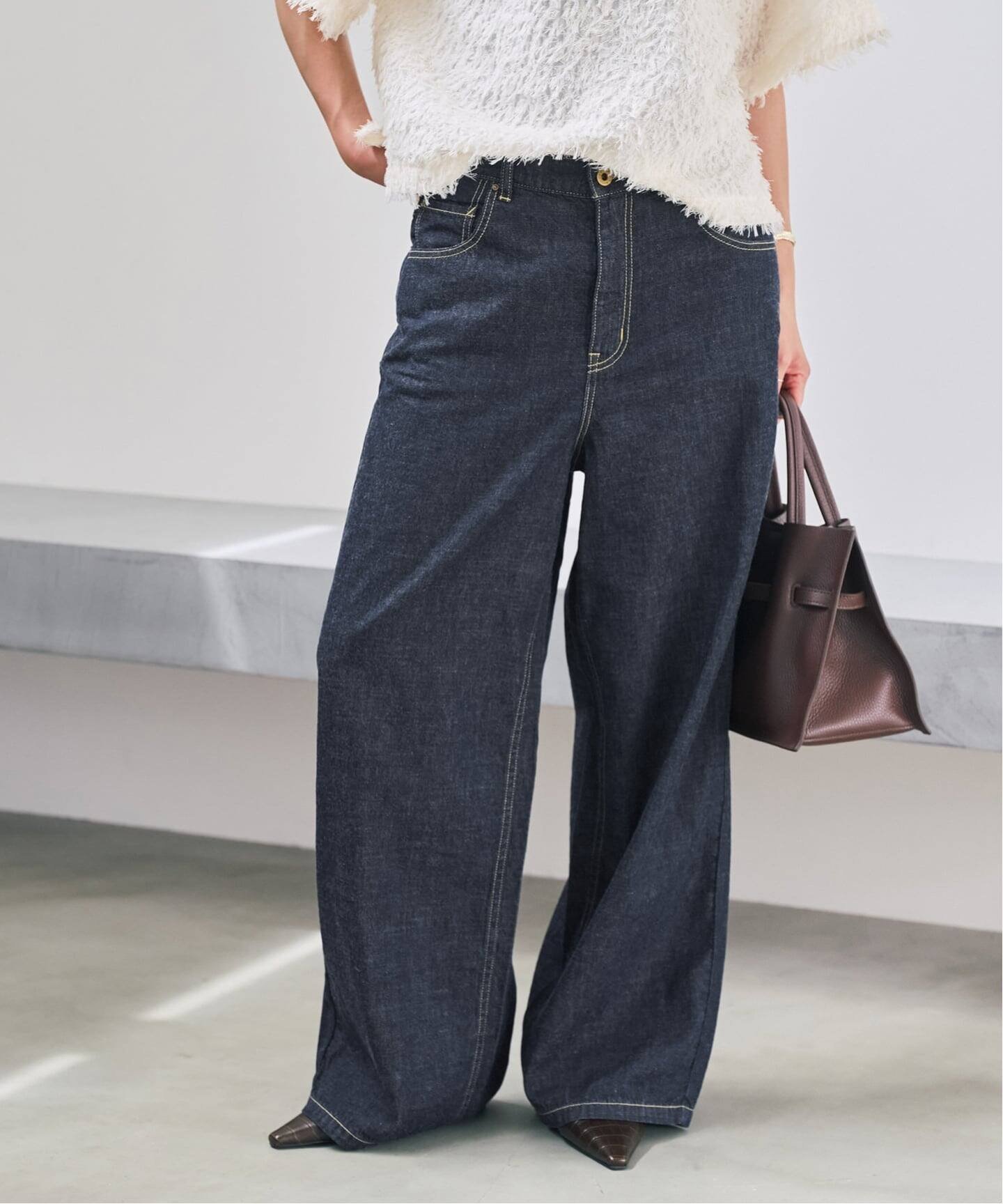 Spick & Span 5 1/2 DEEP RISELOOSE DENIM スピックアンドスパン パンツ ジーンズ・デニムパンツ ネイビー ブラック