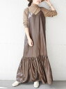 【SALE/55%OFF】SHIPS WOMEN ラスターティアードキャミワンピース◇ シップス ワンピース キャミワンピース ブラウン ブルー【送料無料】