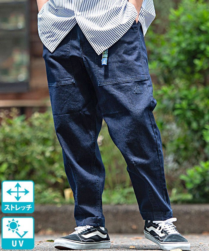 SB select GERRY UV加工アクティブストレッチルーズテーパードチノ&デニムパンツ シルバーバレット パンツ チノパンツ ベージュ ブラック カーキグリーン ネイビー