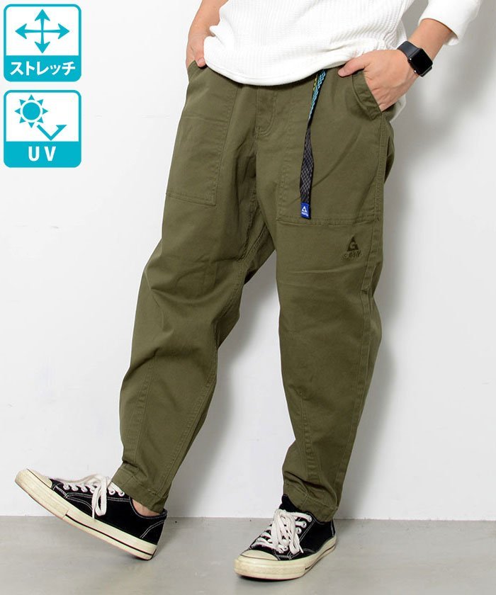 SB select GERRY UV加工アクティブストレッチルーズテーパードチノ&デニムパンツ シルバーバレット パンツ チノパンツ ベージュ ブラック カーキグリーン ネイビー
