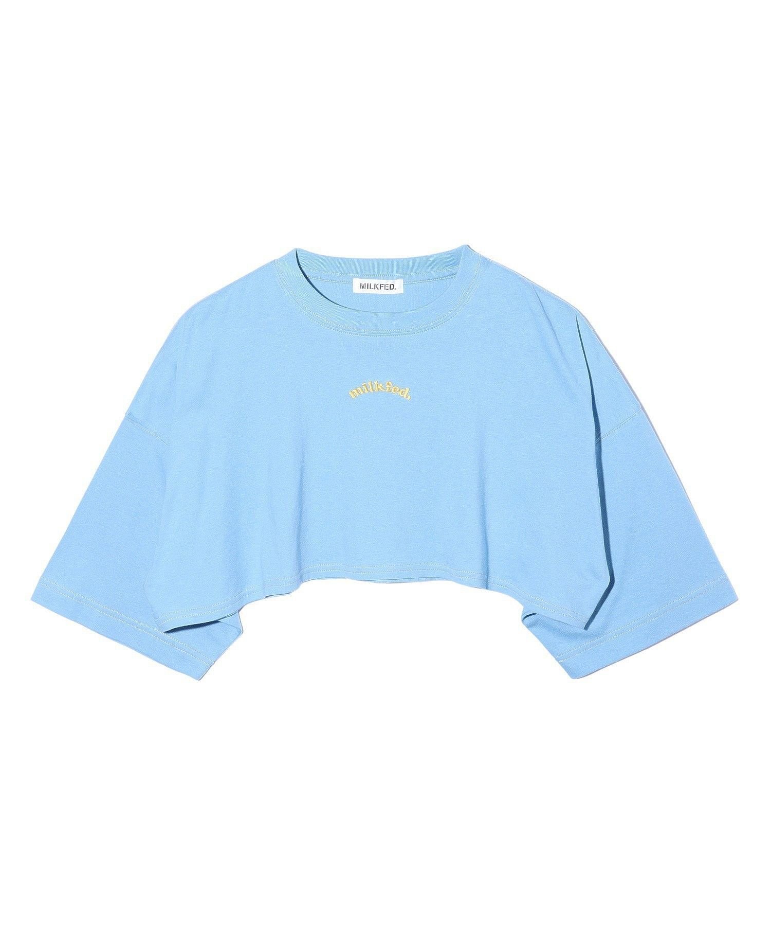 MILKFED. CROPPED TOP ミルクフェド トップス カットソー・Tシャツ ブルー ホワイト ネイビー