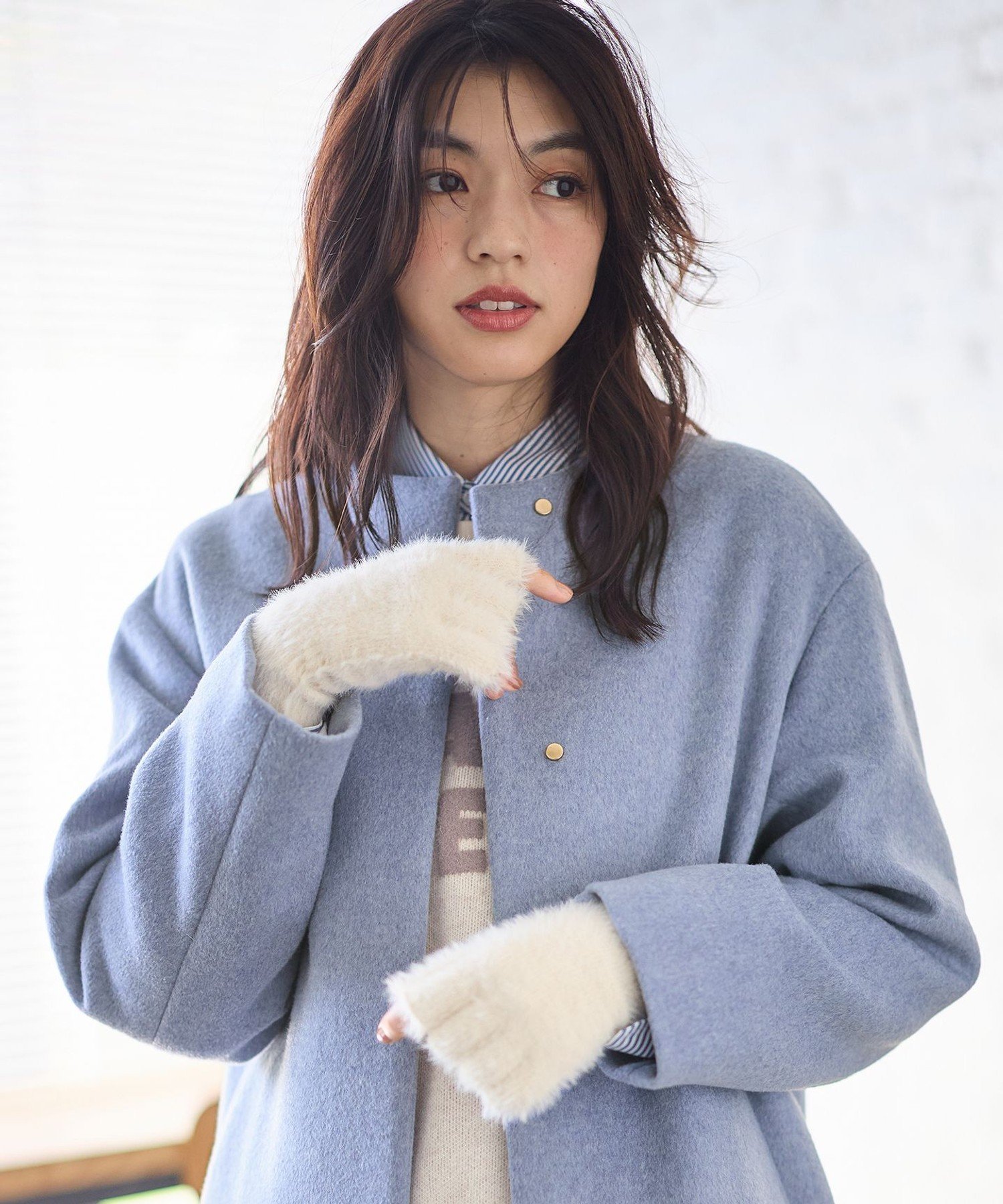 【SALE／30%OFF】any FAM ハンドウォーマー エニィファム ファッション雑貨 手袋 ホワイト グレー ブラウン