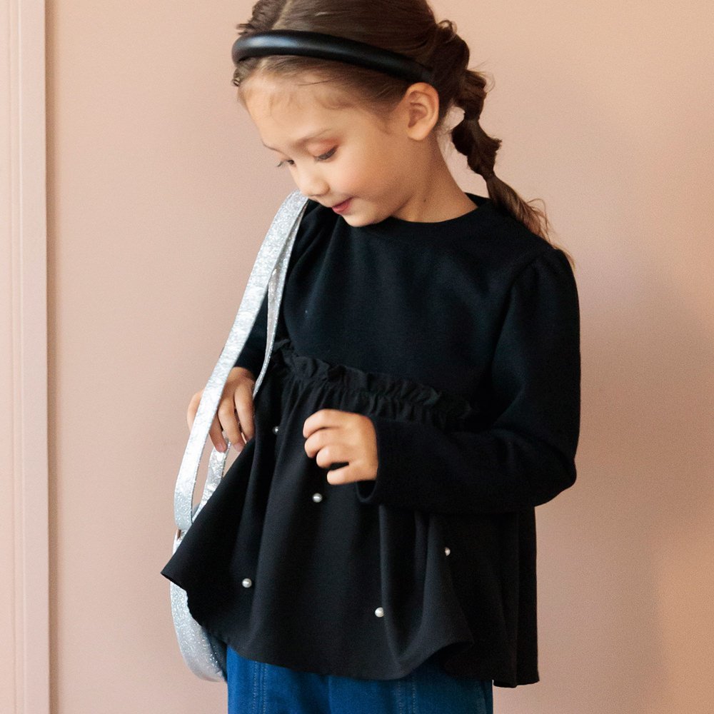 branshes パール付きチュニック ブランシェス ワンピース・ドレス チュニック ブラック ホワイトのサムネイル