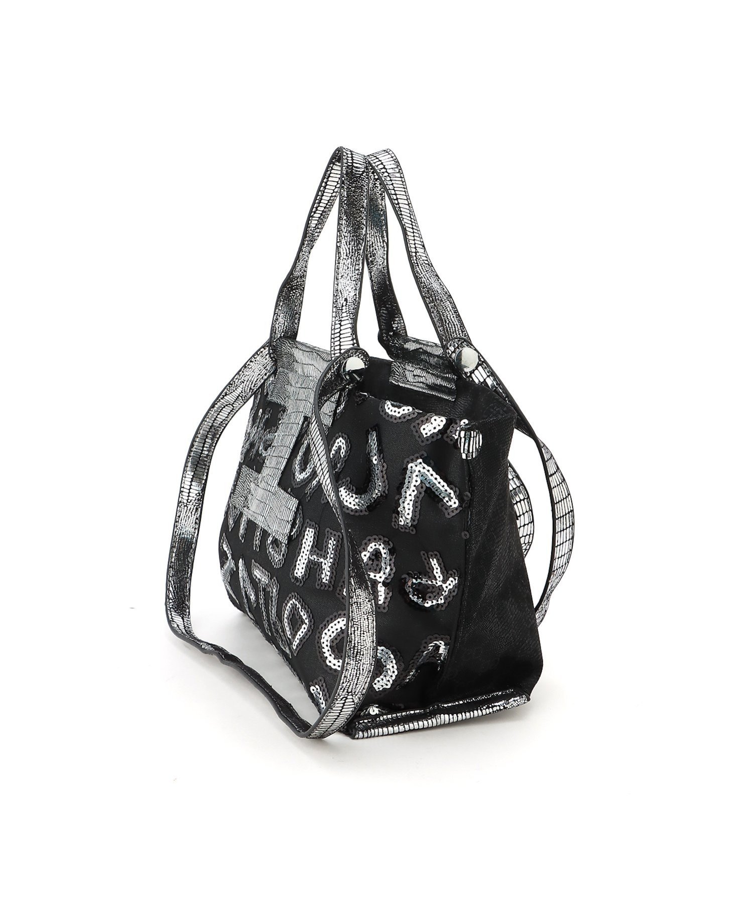 fiore fiore/(W)スパンアルファベット舟形2Wayハンドバッグ ファッションバッグプラザ　ラミー バッグ ハンドバッグ ブラック【送料無料】