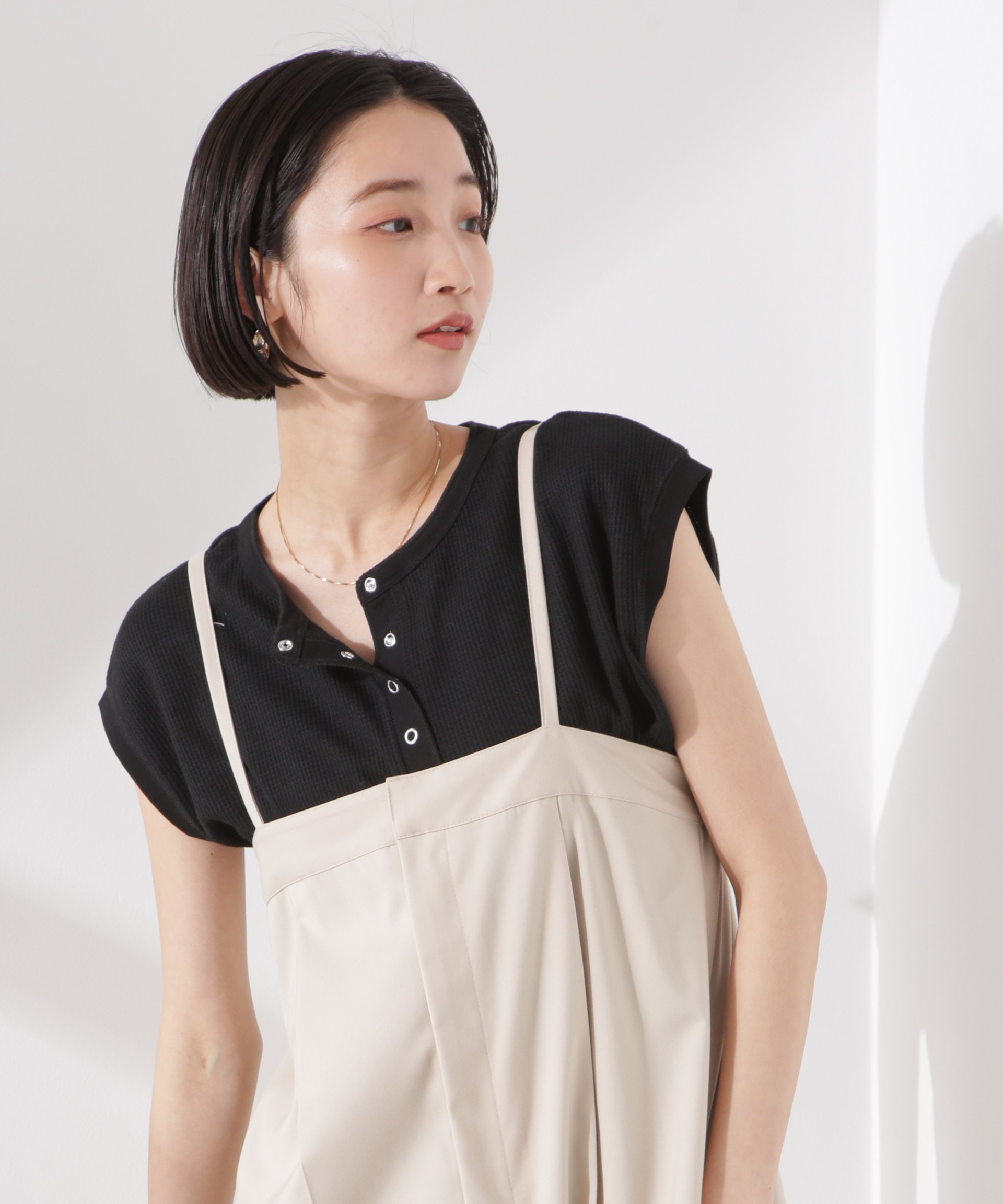 【SALE／45%OFF】NANO universe ワッフルヘンリーノースリーブトップス ナノユニバース トップス カッ..