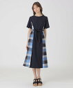 BLUE LABEL CRESTBRIDGE ウェザーストレッチチェックコンビドレス ブルーレーベル / ブラックレーベル・クレストブリッジ ワンピース・ドレス...