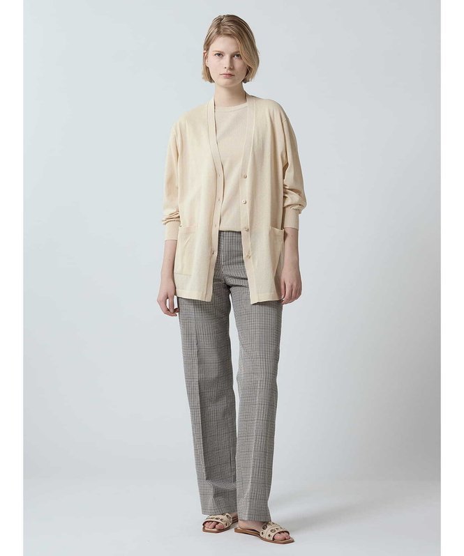 Aquascutum WOMEN ドライコットンロングカーディガン アクアスキュータム トップス ニット ネイビー ベージュ【送料無料】