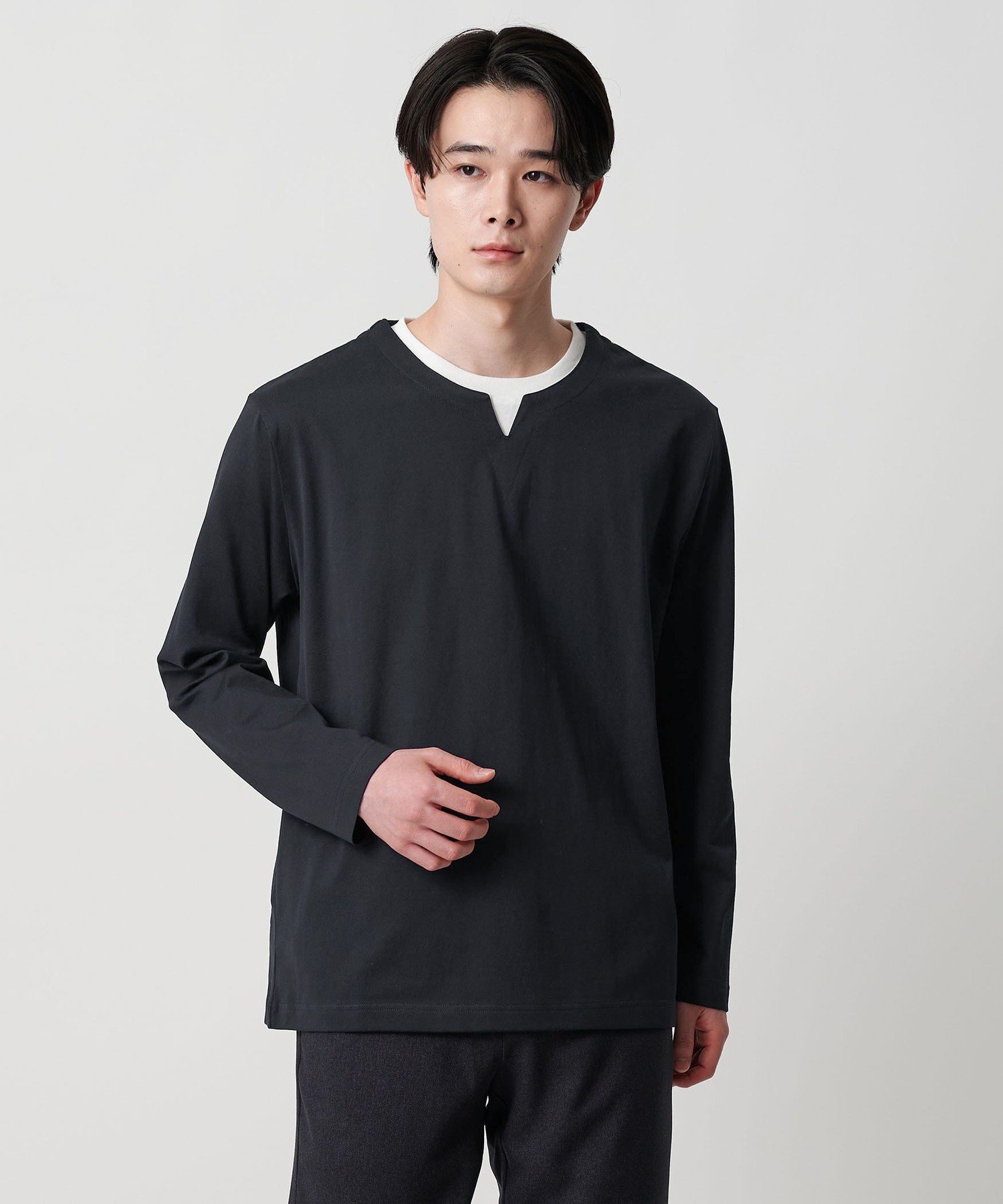 フェイクレイヤード キーネック カットソー＜A DAY IN THE LIFE＞ ユナイテッドアローズ アウトレット トップス カットソー・Tシャツ ネイビー ベージュ