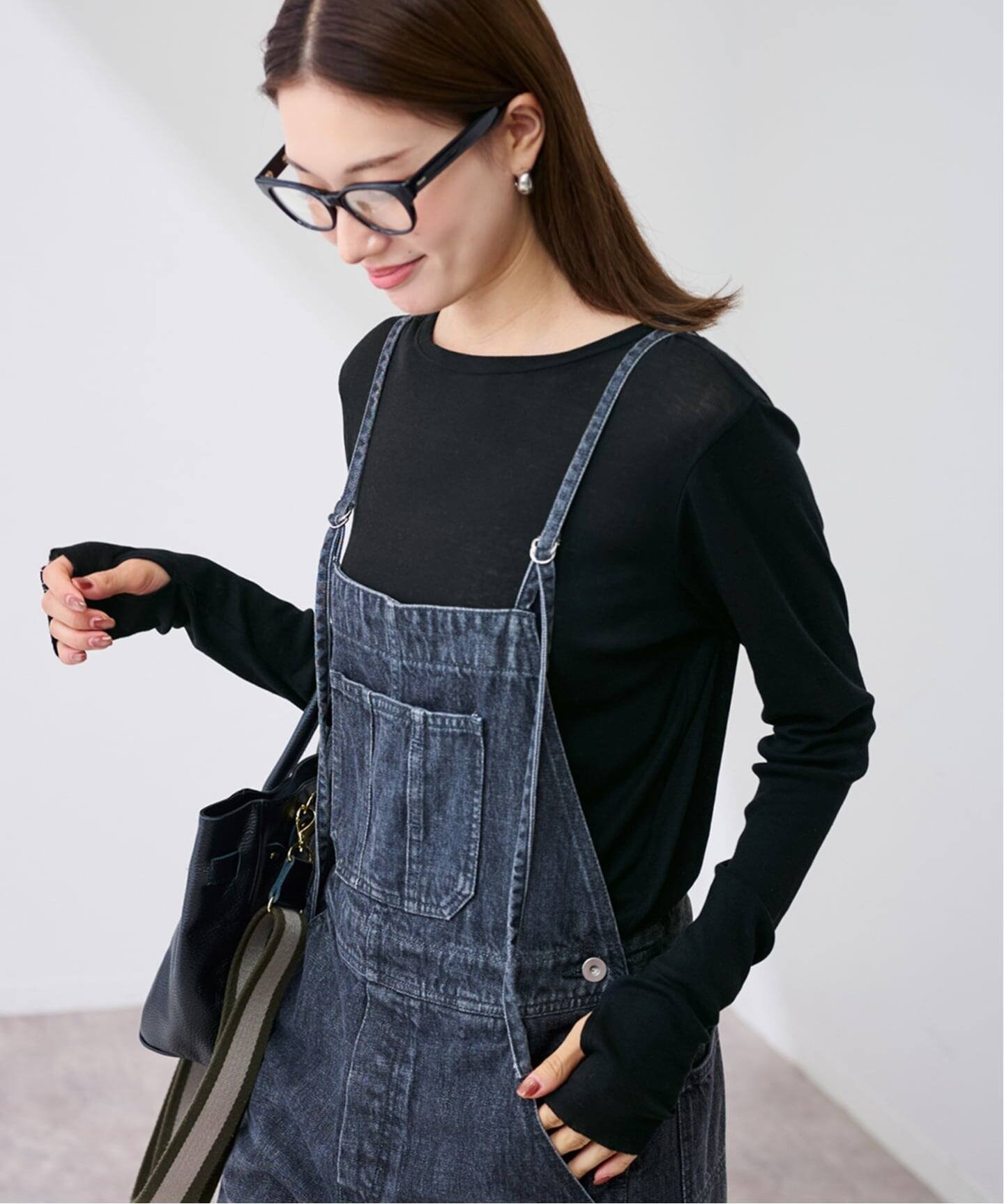 FRAMeWORK コットンシルクMixリブTee フレームワーク トップス カットソー・Tシャツ ブラック ホワイト..