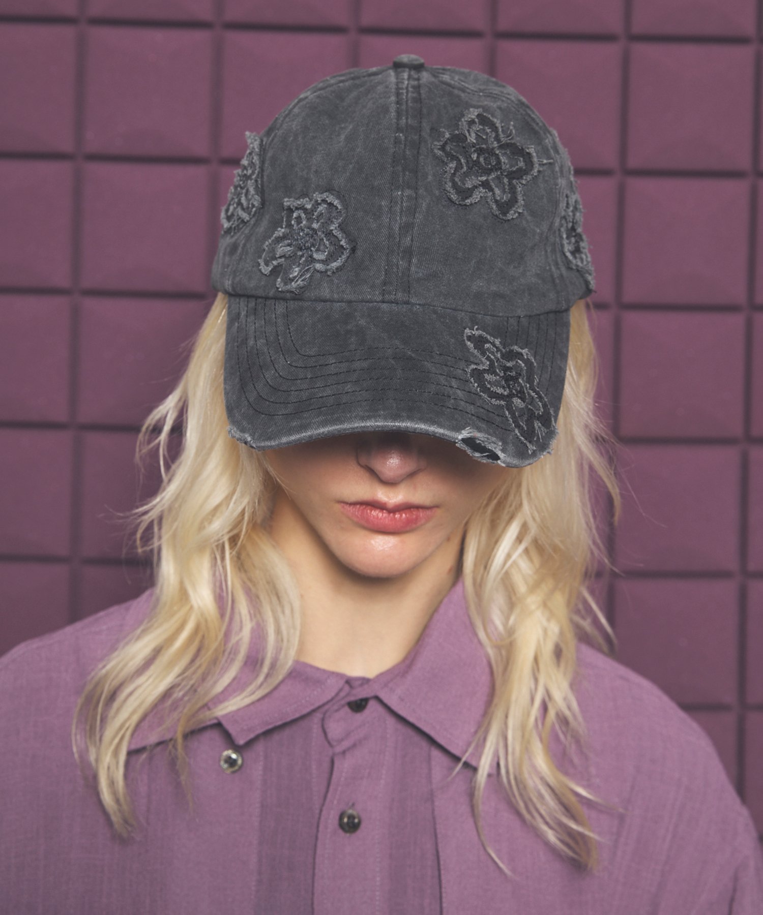 MAISON SPECIAL Fade Motif Damaged Flower Pattern 6P Cap メゾンスペシャル 帽子 キャップ ブラック【送料無料】
