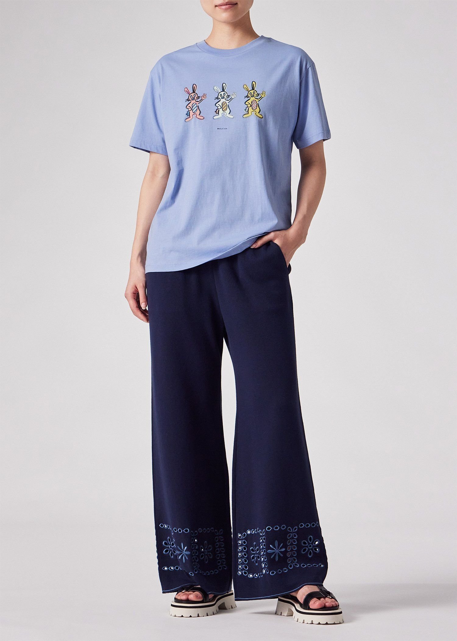 PS Paul Smith ウィメンズ ラビットトリオ 半袖Tシャツ ポール・スミス トップス カットソー・Tシャツ ホワイト ブルー【送料無料】