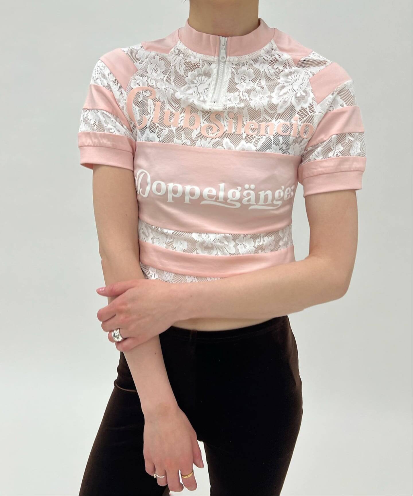【YUHAN WANG/ユハン ワン】sport lace cycling top エディット フォー ルル トップス カットソー・Tシャツ ピンク