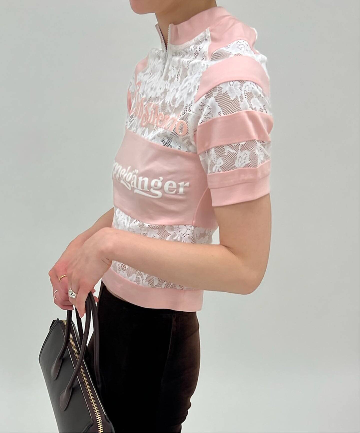 【YUHAN WANG/ユハン ワン】sport lace cycling top エディット フォー ルル トップス カットソー・Tシャツ ピンク