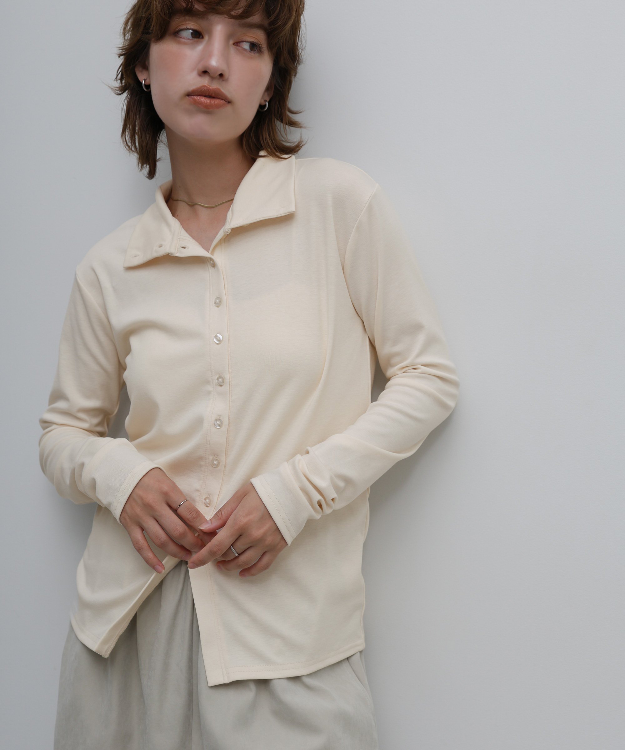 SELECT MOCA ボタンデザインハイネックトップス セレクトモカ トップス カットソー・Tシャツ