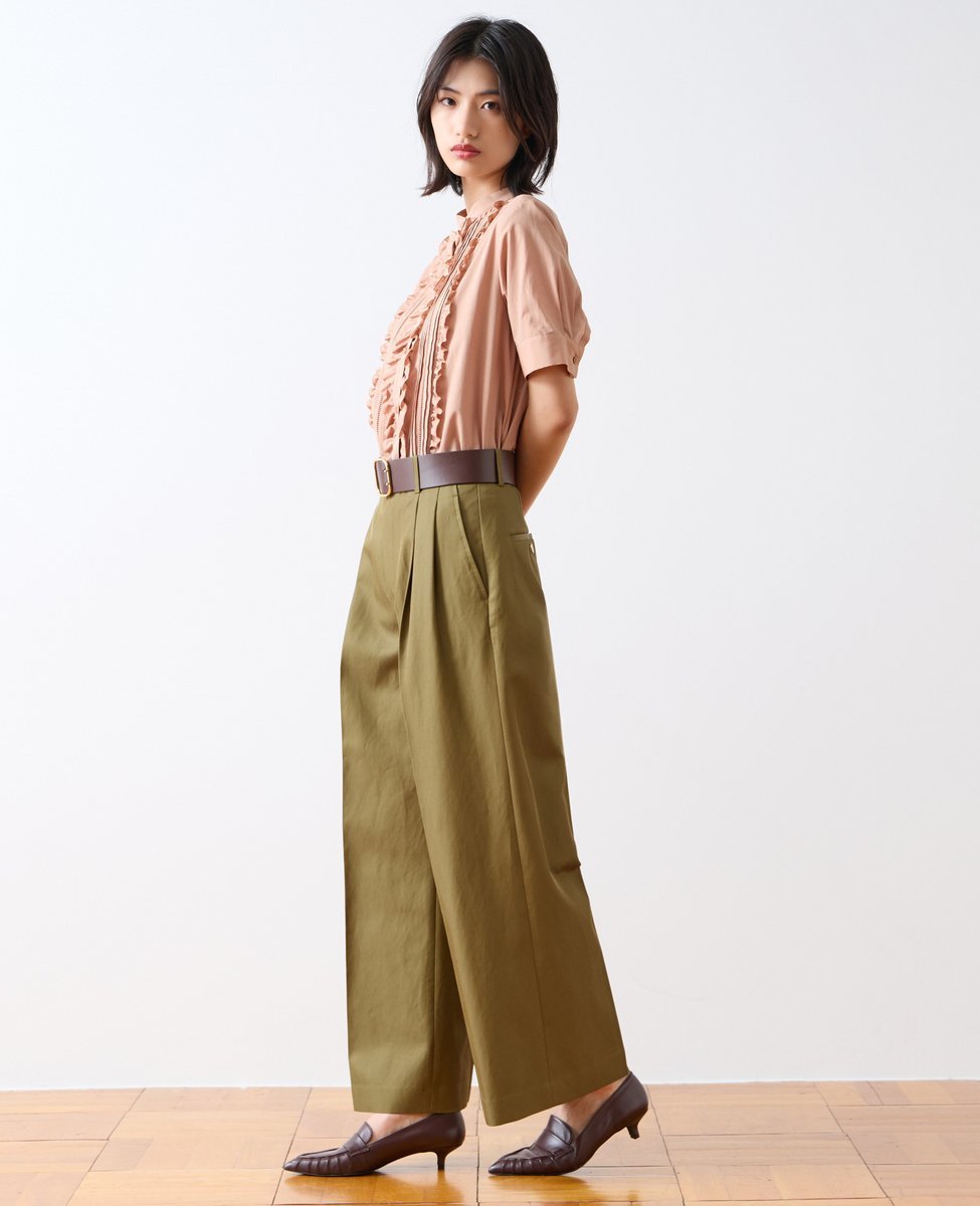 TIARA 2タックチノパンツ ティアラ パンツ チノパンツ カーキグリーン ベージュ