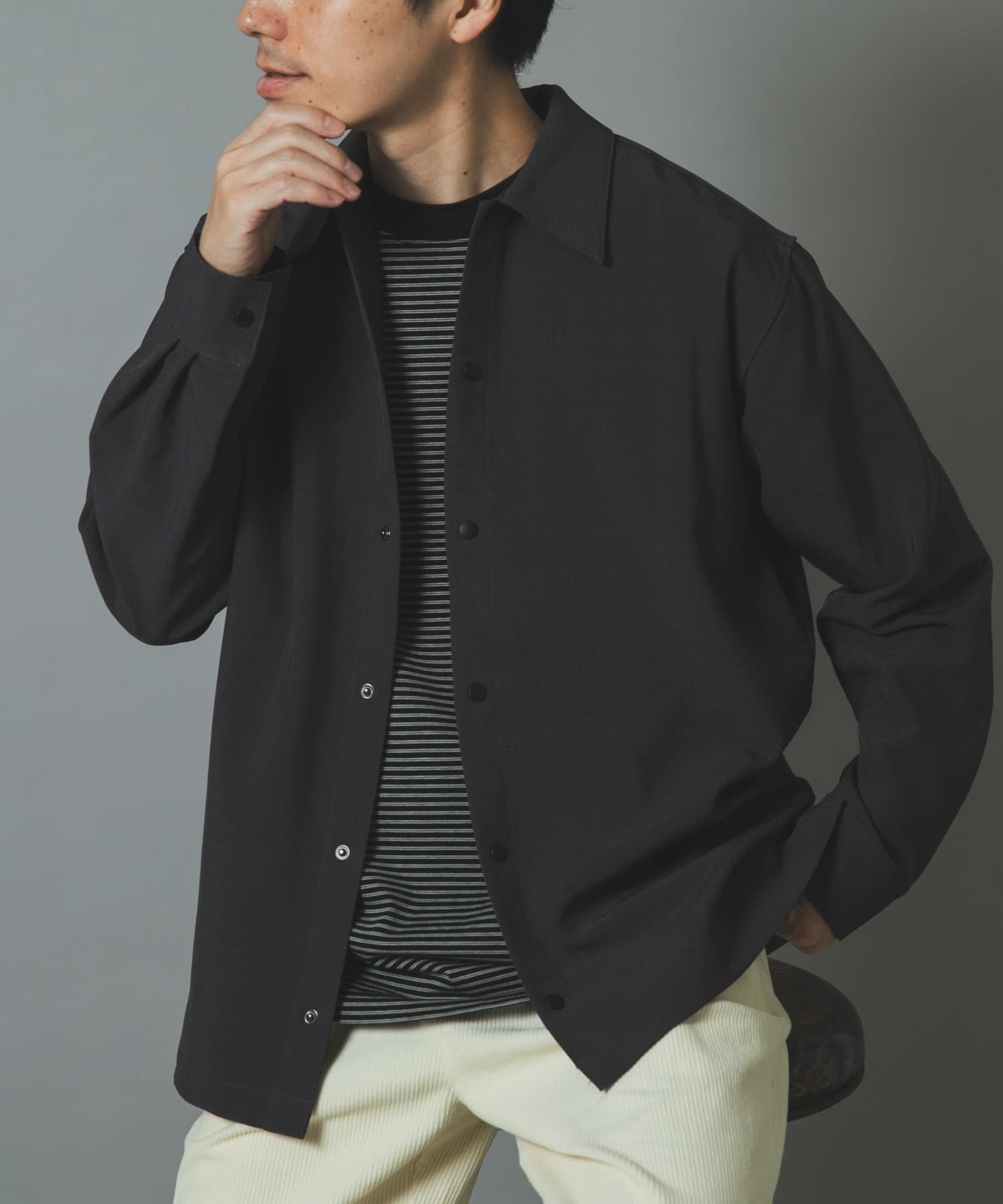 URBAN RESEARCH ITEMS 2WAYストレッチ L.S.スナップシャツ アーバンリサーチアイテムズ トップス シャツ・ブラウス ネイビー グリーン グレー ブラック【送料無料】