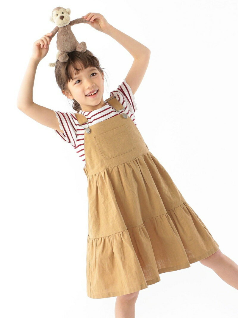 【SALE／35%OFF】SHIPS KIDS SHIPS KIDS:綿麻 ジャンパー スカート(100~130cm) シップス ワンピース キッズワンピース ブラウン【送料無料】