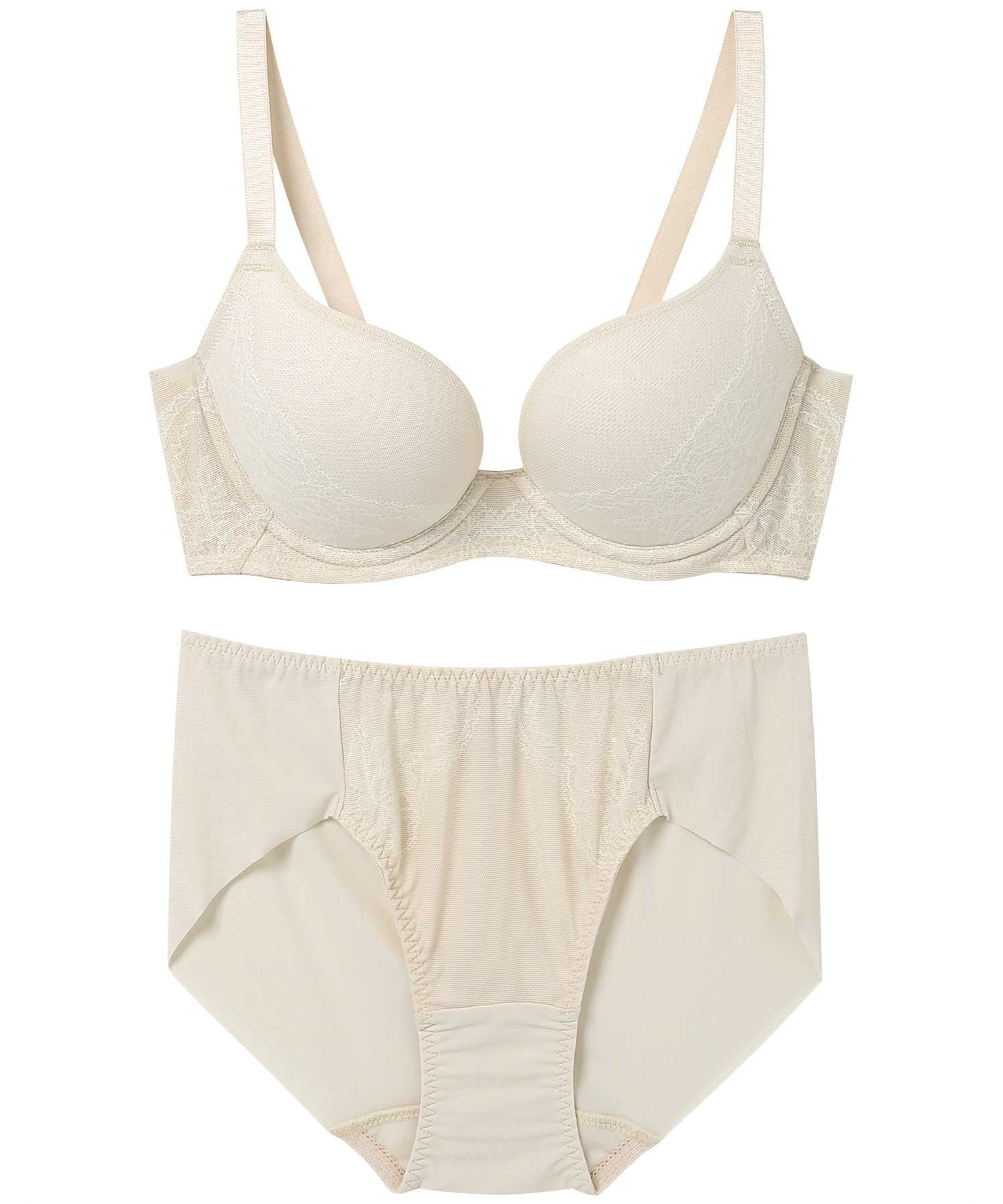 AMPHI 【アウターにひびきにくい!シンプル*レーシイ】ブラ&ショーツセット アンフィ インナー・ルームウェア ブラ&ショーツセット ベージュ ブラック ホワ...