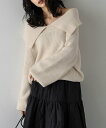 【SALE/50%OFF】La-gemme ケープカラーデザインニット ラジュール トップス ニット ブラック ブラウン ホワイト グレー【送料無料】