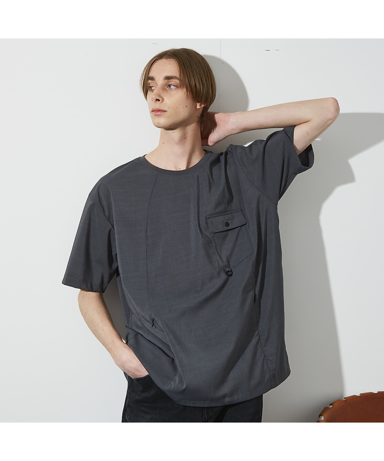 【SALE／30%OFF】ABAHOUSE LASTWORD 【セットアップ対応】 ウーブン ドライ フハクTシャツ / クルーネック アバハウス トップス カットソー・Tシャツ グレー ネイビー【送料無料】