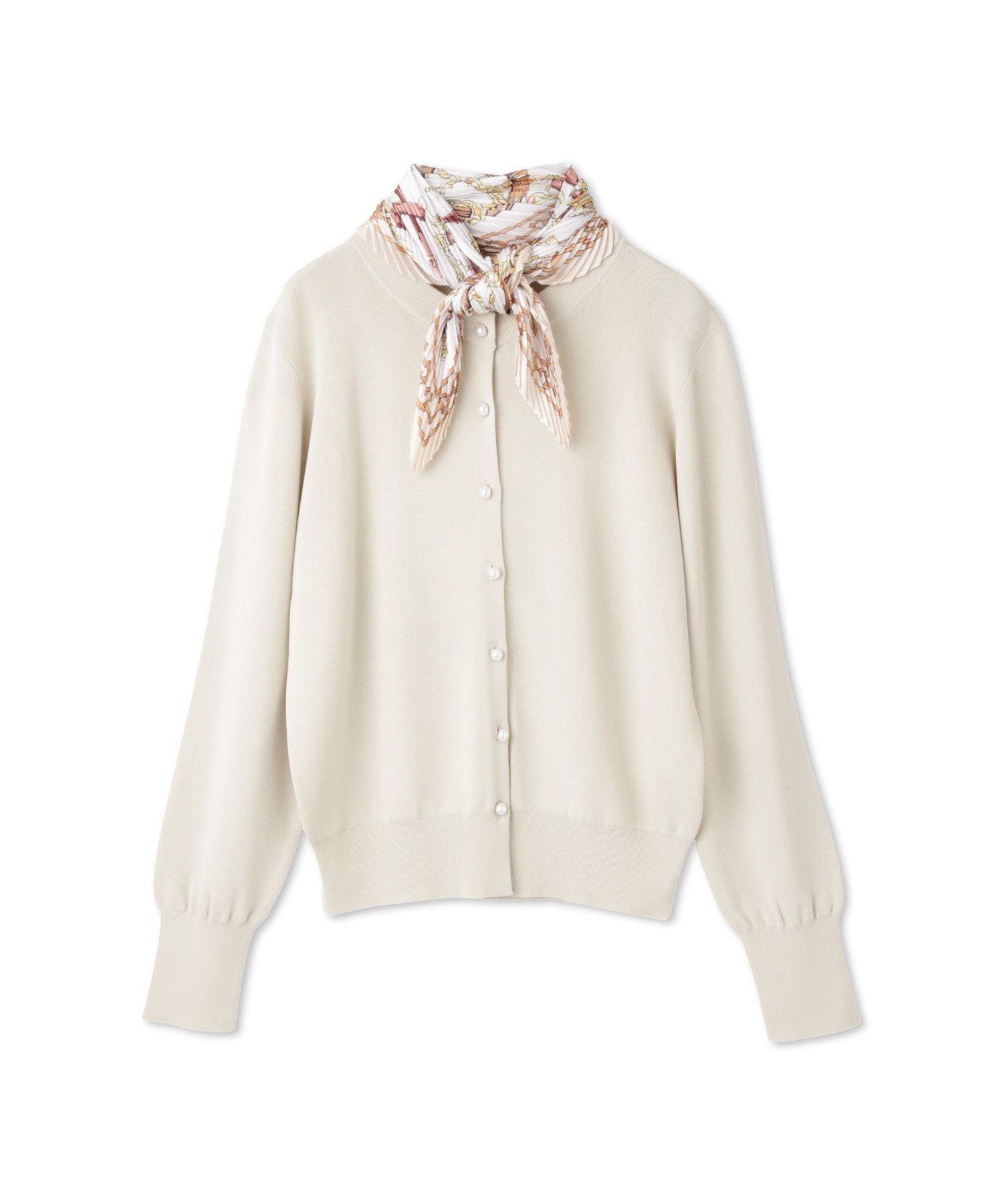 LAUTREAMONT DE CLASSE スカーフ付きカーディガン≪手洗い可能≫ ロートレアモン トップス カーディガン ネイビー ホワイト【送料無料】のサムネイル