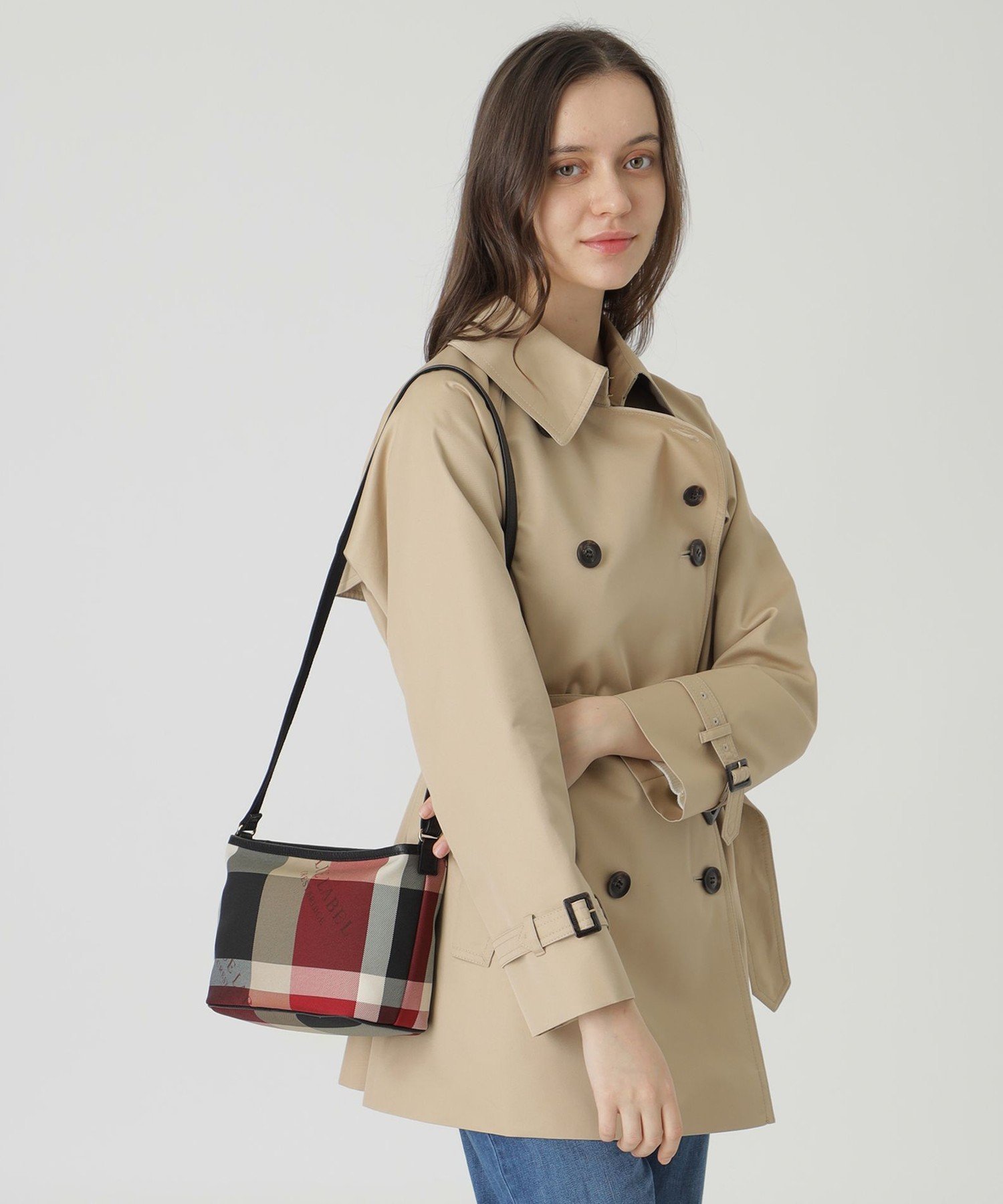 BLUE LABEL CRESTBRIDGE クレストブリッジチェックロゴプリントミニショルダー ブルーレーベル / ブラックレーベル・クレストブリッジ バッグ その他のバッグ ベージュ レッド【送料無料】