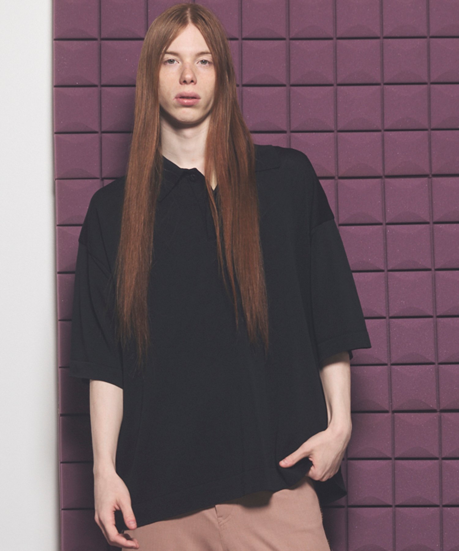 MAISON SPECIAL OUTLAST Prime-Over Short Sleeve Knit Polo Shirt メゾンスペシャル トップス シャツ・ブラウス ベージュ ピンク ブラック