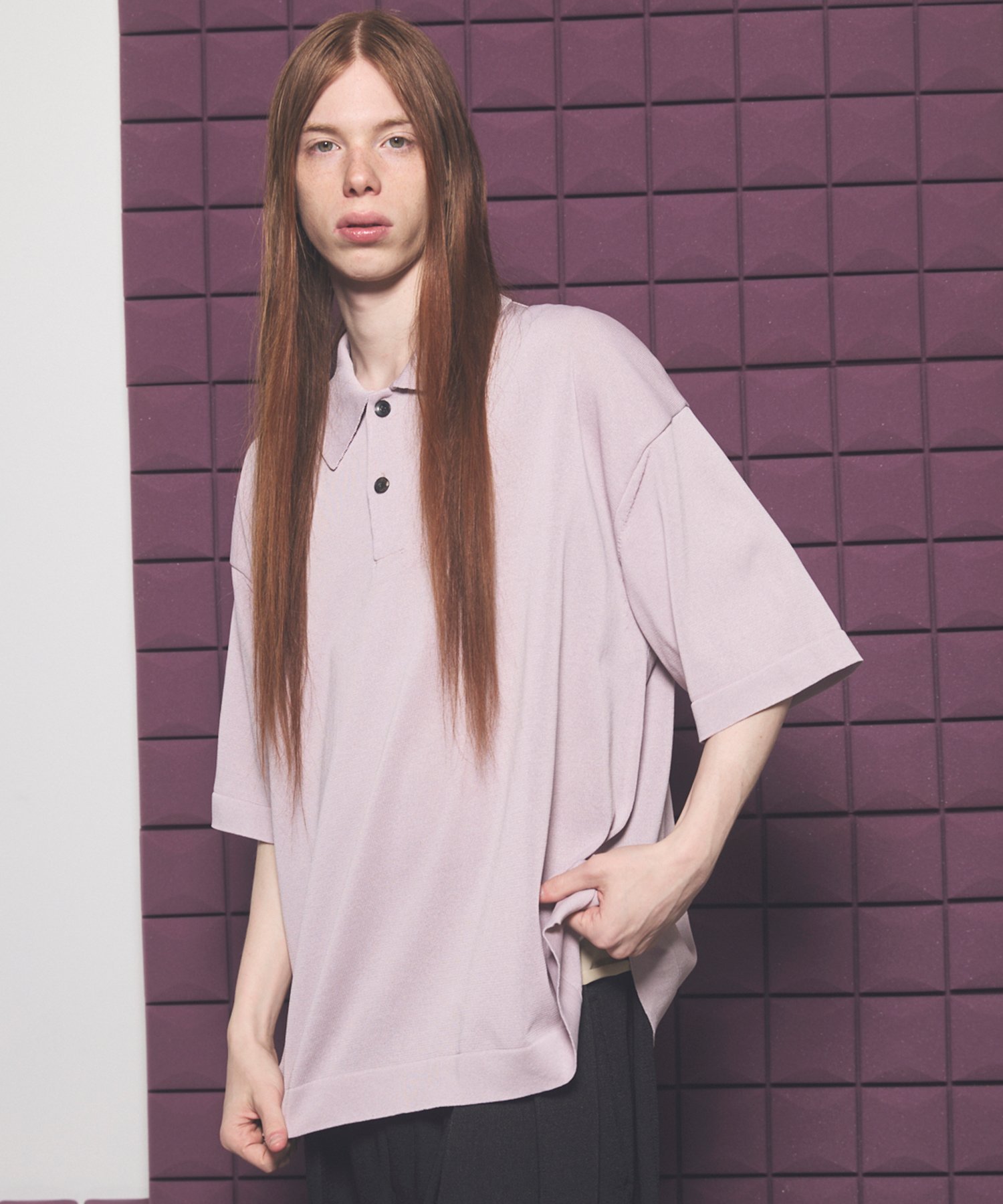 MAISON SPECIAL OUTLAST Prime-Over Short Sleeve Knit Polo Shirt メゾンスペシャル トップス シャツ・ブラウス ベージュ ピンク ブラック