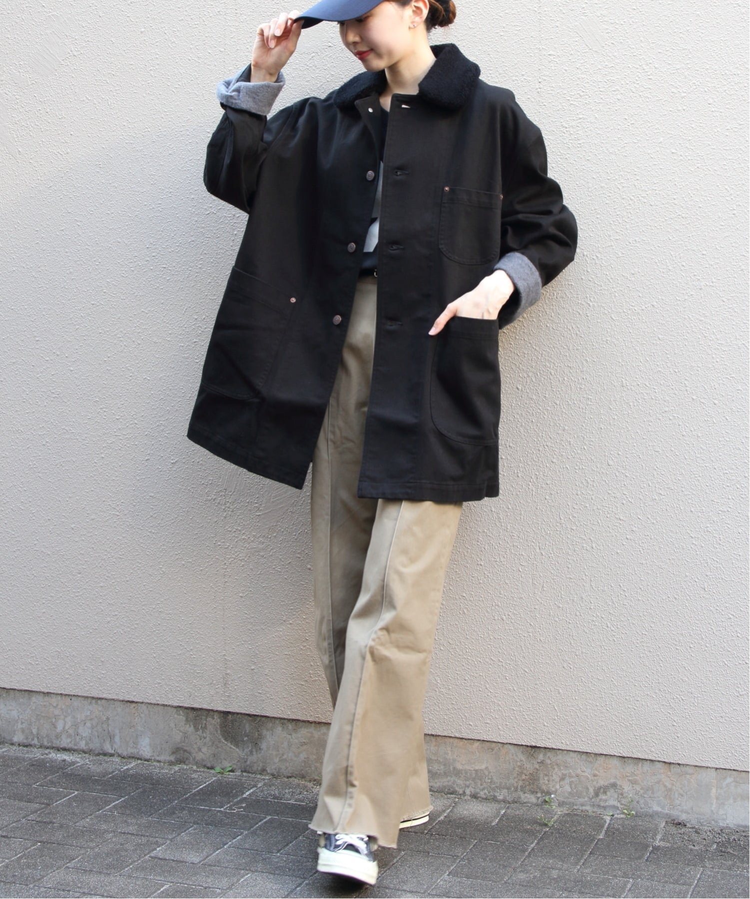 THE SHINZONE シンゾーン COTTON TWILL BARN JACKET ステップス ジャケット・アウター カバーオール・ワークジャケット ベージュ ブラック