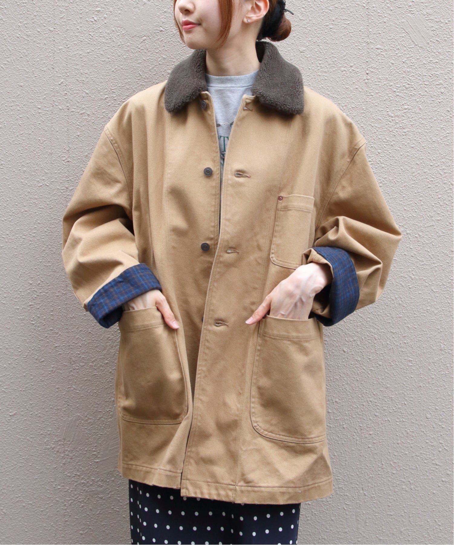 THE SHINZONE シンゾーン COTTON TWILL BARN JACKET ステップス ジャケット・アウター カバーオール・ワークジャケット ベージュ ブラック
