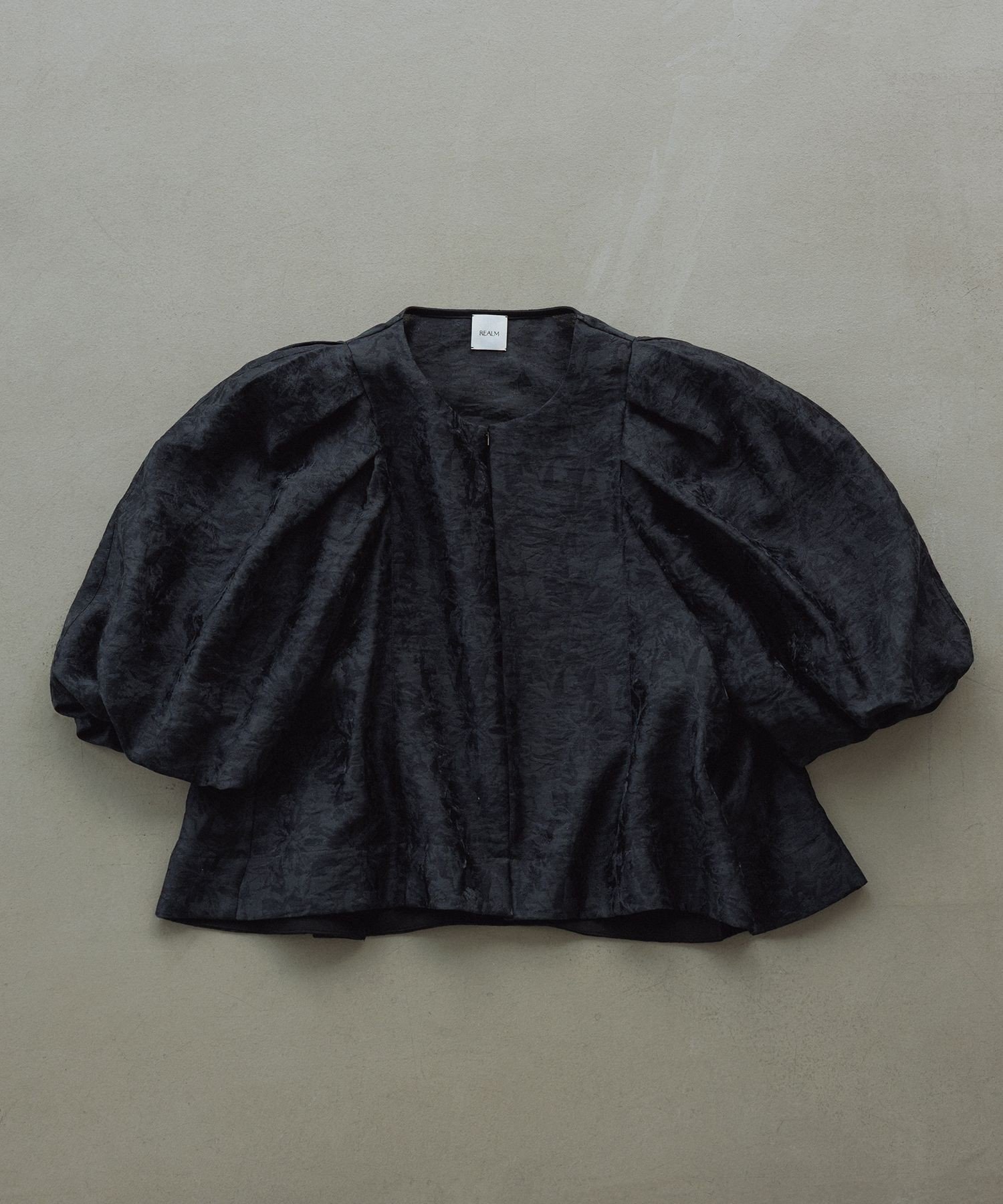 REALM 【一部店舗限定】【REALM(レルム)】PUFF SLEEVE BLOUSE｜袖ボリュームブラウス ロペ トップス シャツ・ブラウス ブラック ホワイト