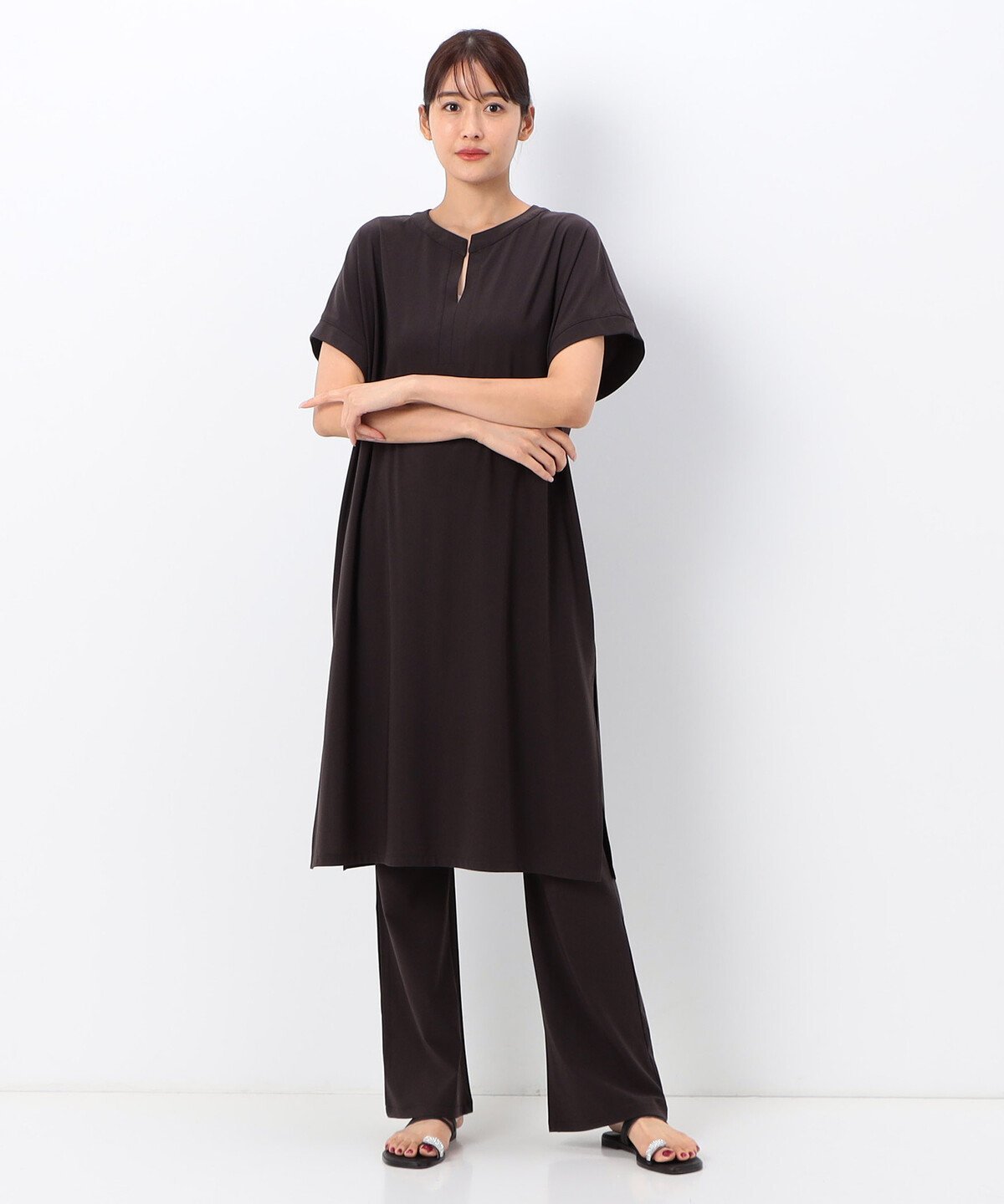 【SALE/30%OFF】Gabardine K.T スーパーハイゲージジャージー ゆったりチュニックドレス コムサ ワンピース・ドレス ドレス ブラウン ブラック ベージュ【送料無料】
