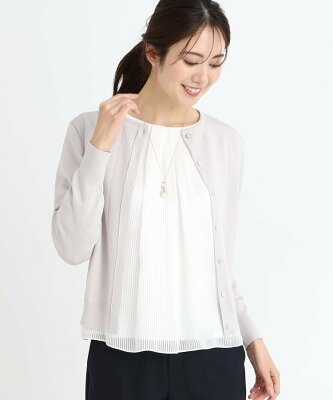 【SALE/40%OFF】Reflect 【春SALE/WEB限定カラーあり/アンサンブル可】比翼仕立てニットカーディガン リフレクト トップス カーディガン グレー オレンジ ネイビー パープル ブルー【送料無料】