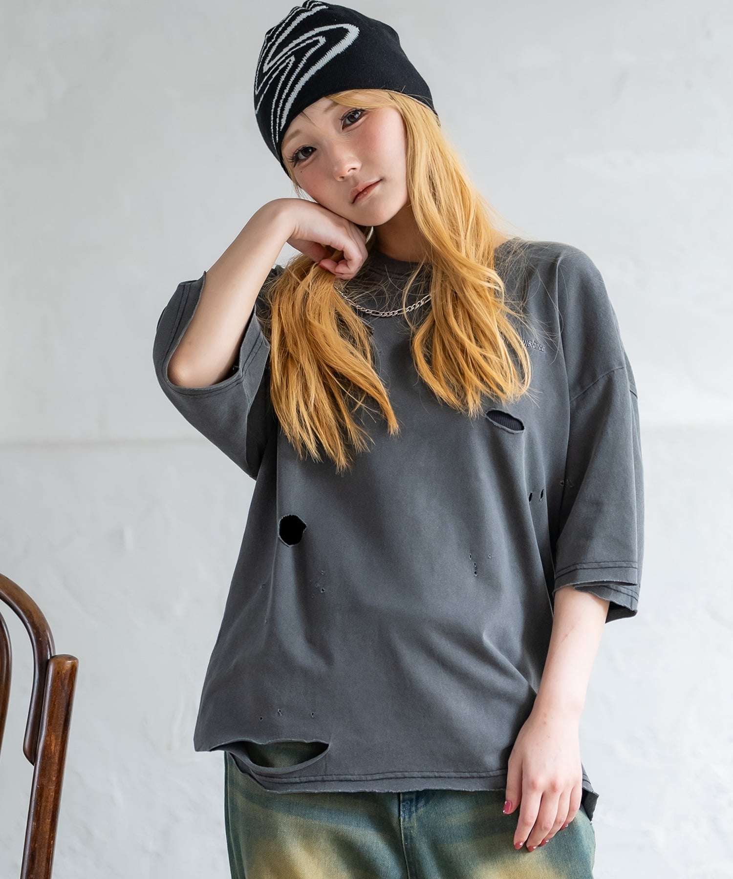 【SALE／59%OFF】SIDEWAY STANCE SIDEWAY STANCE サイドウェイスタンス フィーチャー ロゴ グランジ 半袖T インプローブス トップス カットソー・Tシャツ ブラック ブラウン