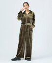 BEAMS HEART WOMEN ベロア ジャンプスーツ ビームス ハート オールインワン・オーバーオール オールインワン・つなぎ グリーン ネイビー【送料無料】