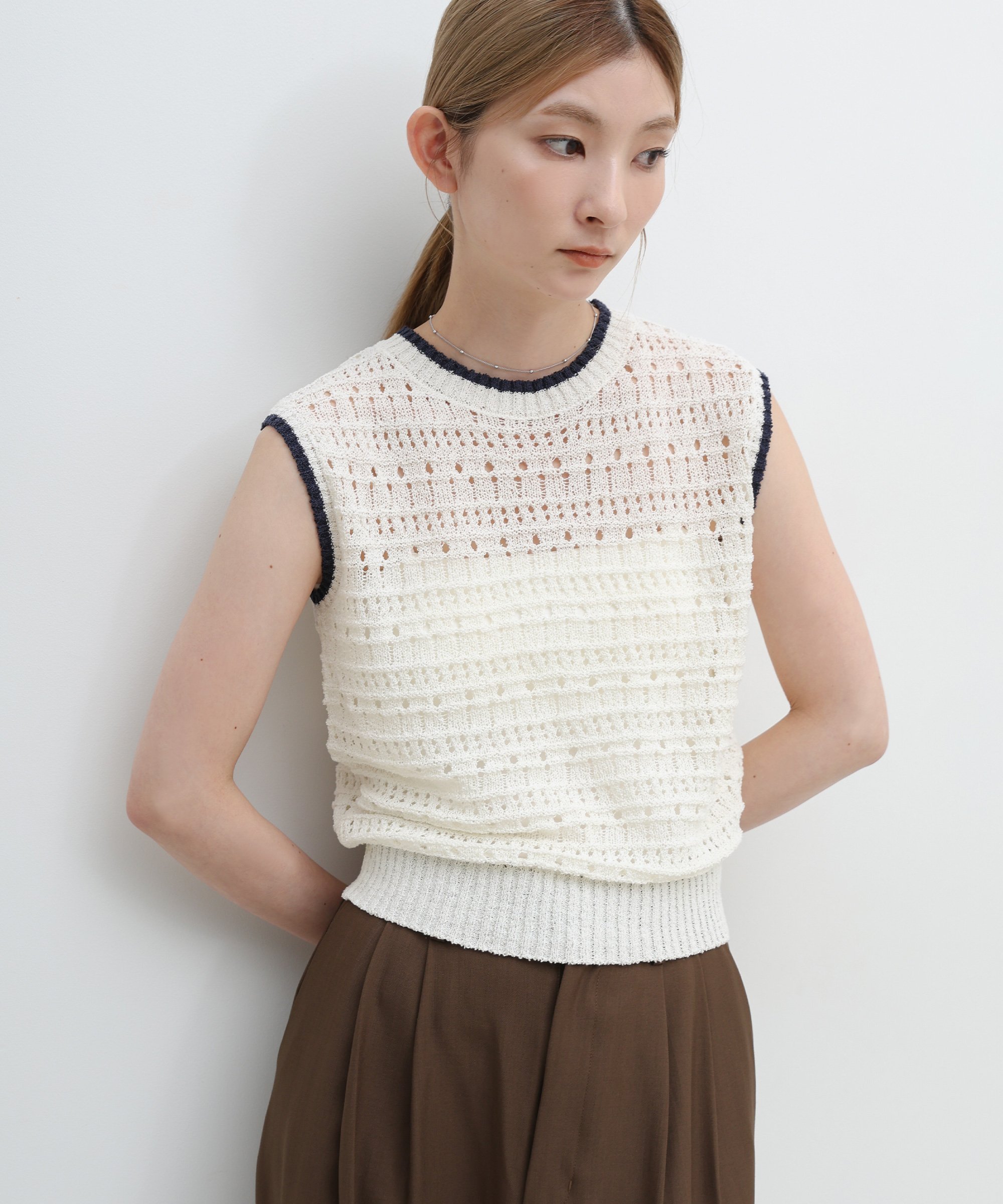 SELECT MOCA 透かし編みバイカラーフレンチニットベスト セレクトモカ トップス ニット【送料無料】 stylife-15740794 Rakuten Fashion パッケージ画像