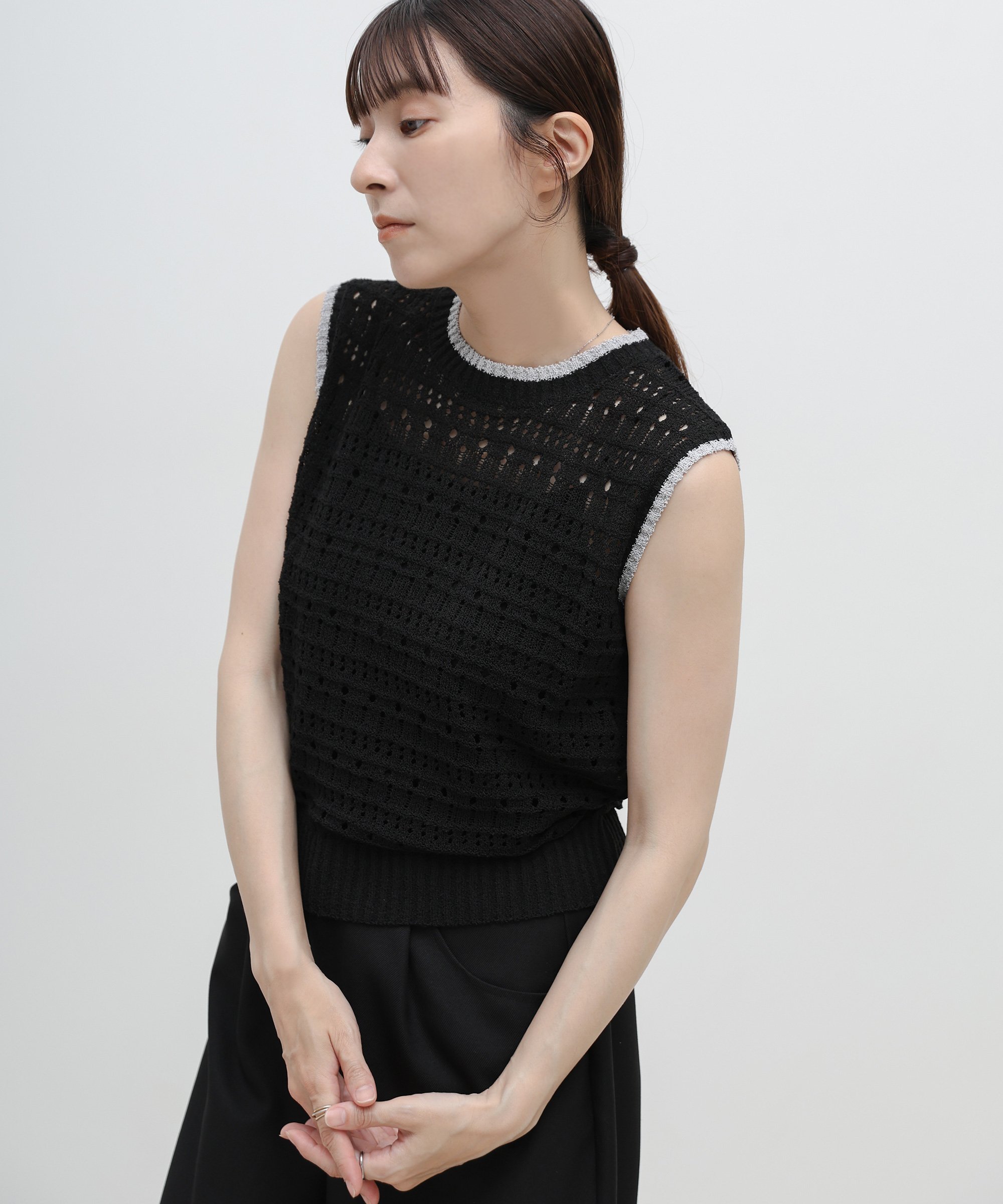 SELECT MOCA 透かし編みバイカラーフレンチニットベスト セレクトモカ トップス ニット【送料無料】 stylife-15740794 Rakuten Fashion サンプル画像3