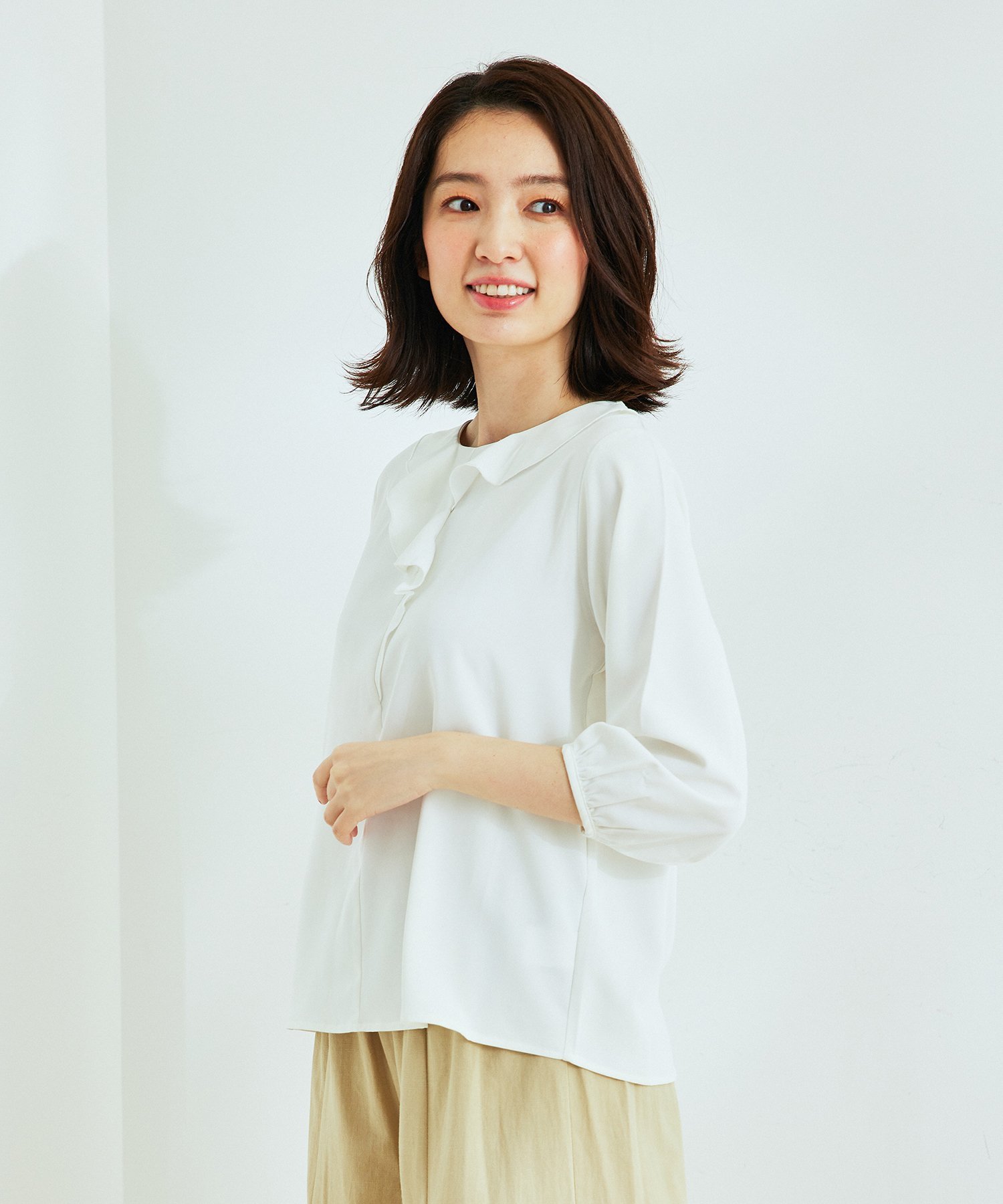 【SALE／40%OFF】JAYRO 前切り替えボウタイBL ジャイロ トップス シャツ・ブラウス ネイビー ピンク ホワイトのサムネイル