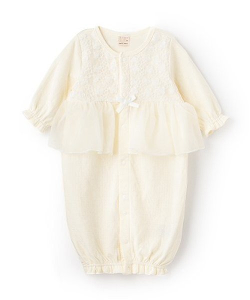【SALE／50%OFF】petit main 【弱酸性】チュールペプラム2WAYオール ナルミヤオンライン マタニティウェア・ベビー用品 ロンパース・カバーオール ホワイトのサムネイル