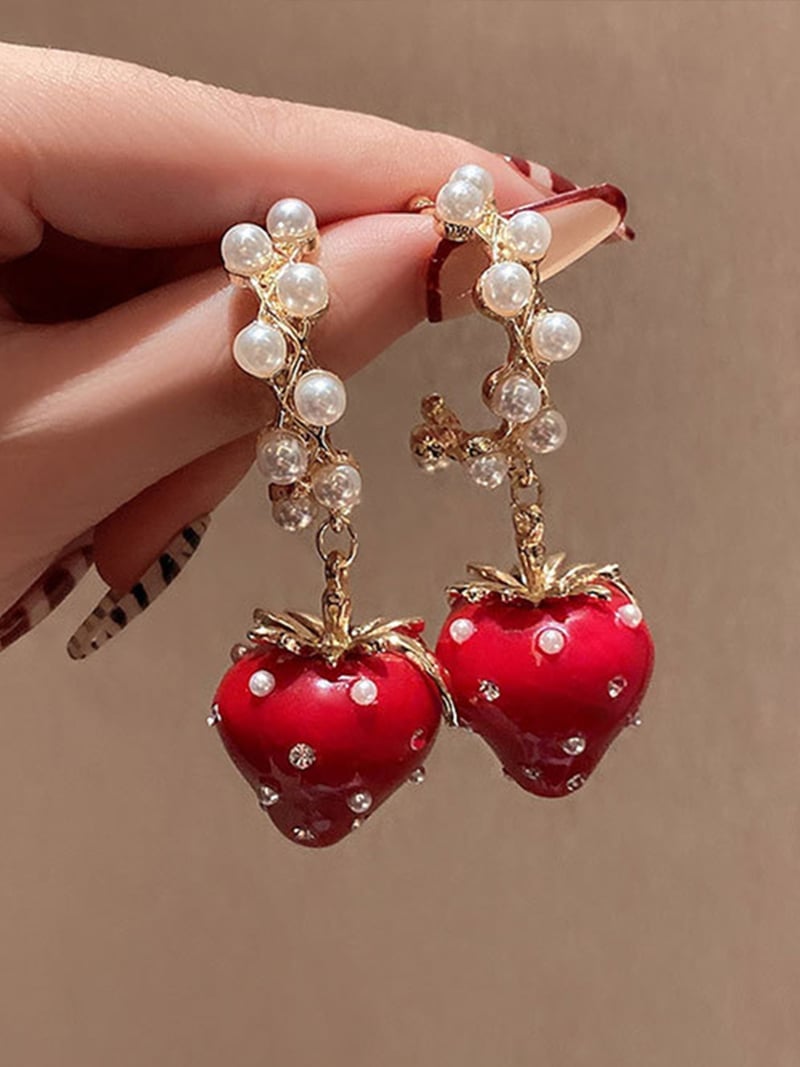 大ぶりいちごピアス スレンダー アクセサリー・腕時計 ピアス ピンク