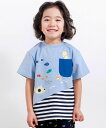 【SALE/50%OFF】SLAP SLIP 恐竜アニマルうみのいきものデニムポケット付き切り替えTシャツ(80~130cm) ベベ オンライン ストア トップ...