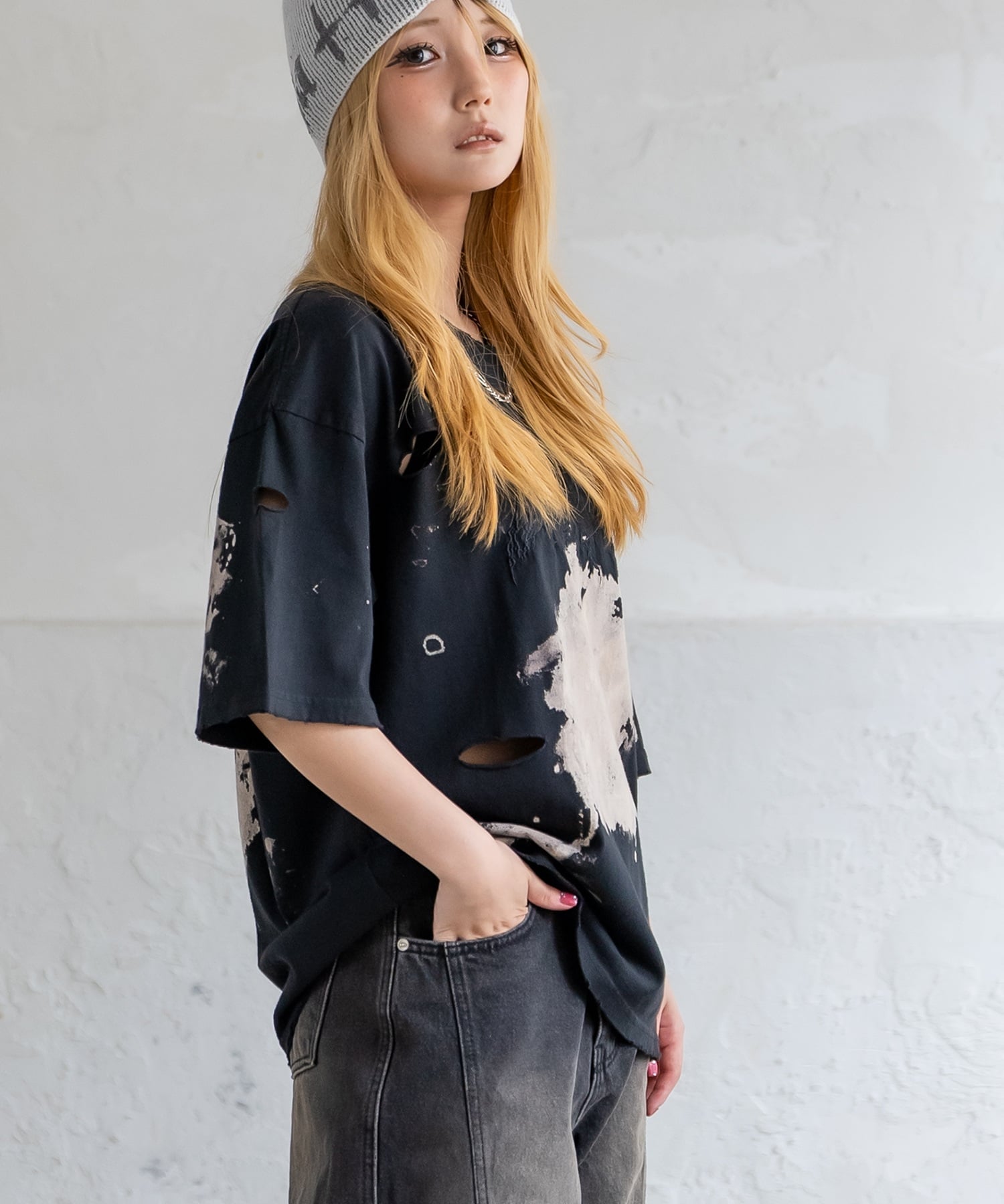 【SALE／59%OFF】SIDEWAY STANCE SIDEWAY STANCE サイドウェイスタンス サンダーロゴ グランジ 半袖T インプローブス トップス カットソー・Tシャツ ブラウン ブラック