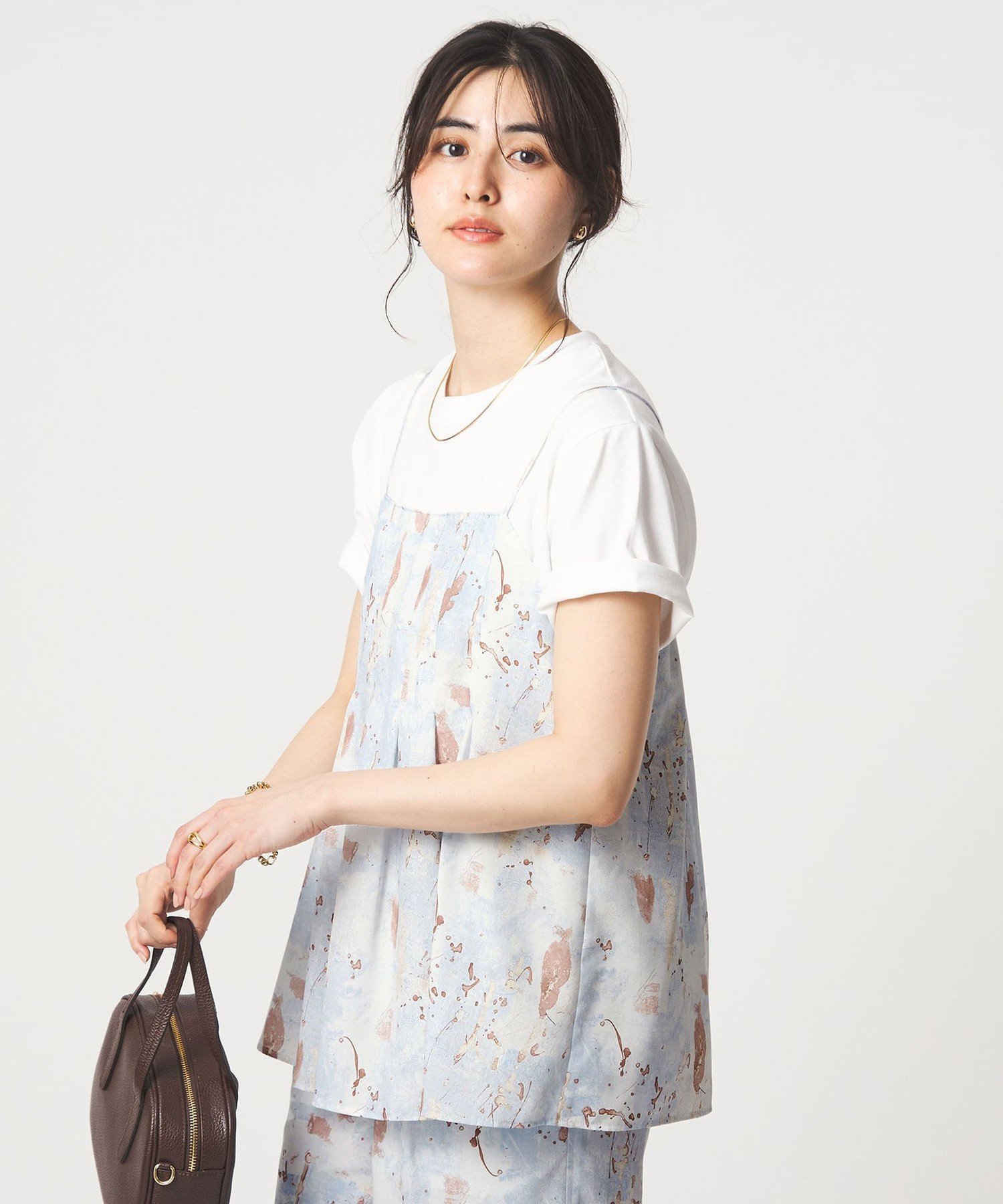 【SALE／30%OFF】UNITED ARROWS green label relaxing マーブル プリント キャミソール ユナイテッドアローズ グリーンレーベルリラクシング トップス キャミソール ホワイト【送料無料】