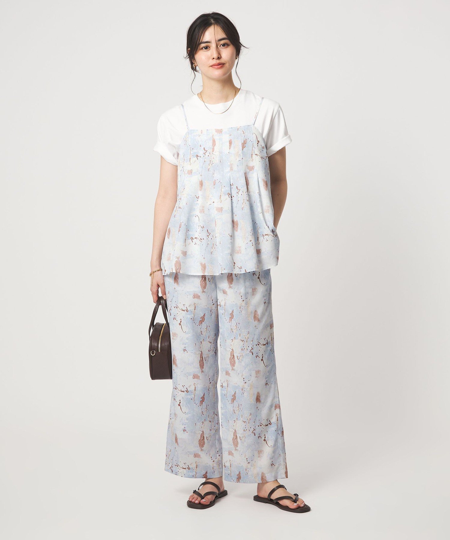 【SALE／30%OFF】UNITED ARROWS green label relaxing マーブル プリント キャミソール ユナイテッドアローズ グリーンレーベルリラクシング トップス キャミソール ホワイト【送料無料】