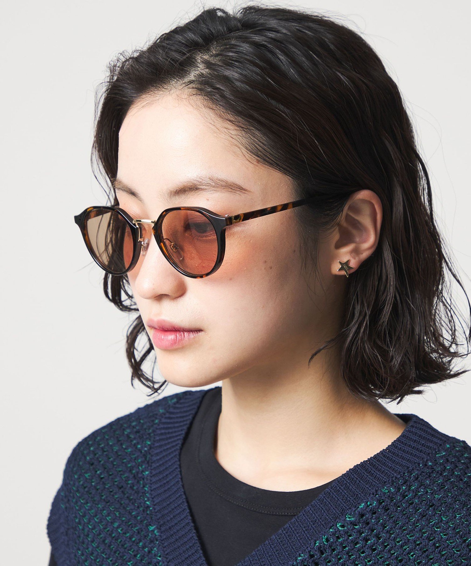 CITEN ＜CITEN＞ケース付きカラーグラスメタルリム シテン ファッション雑貨 サングラス ブラウン グリーン