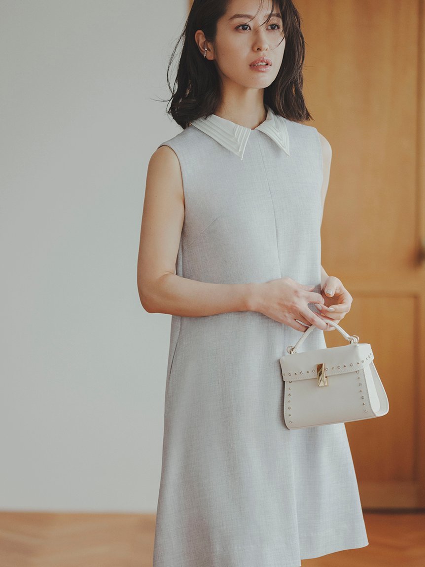 【SALE／40%OFF】CELFORD 襟付きAラインタックワンピース セルフォード ワンピース・ドレス その他のワンピース・ドレス グレー ブラック ベージュ【送料無料】のサムネイル