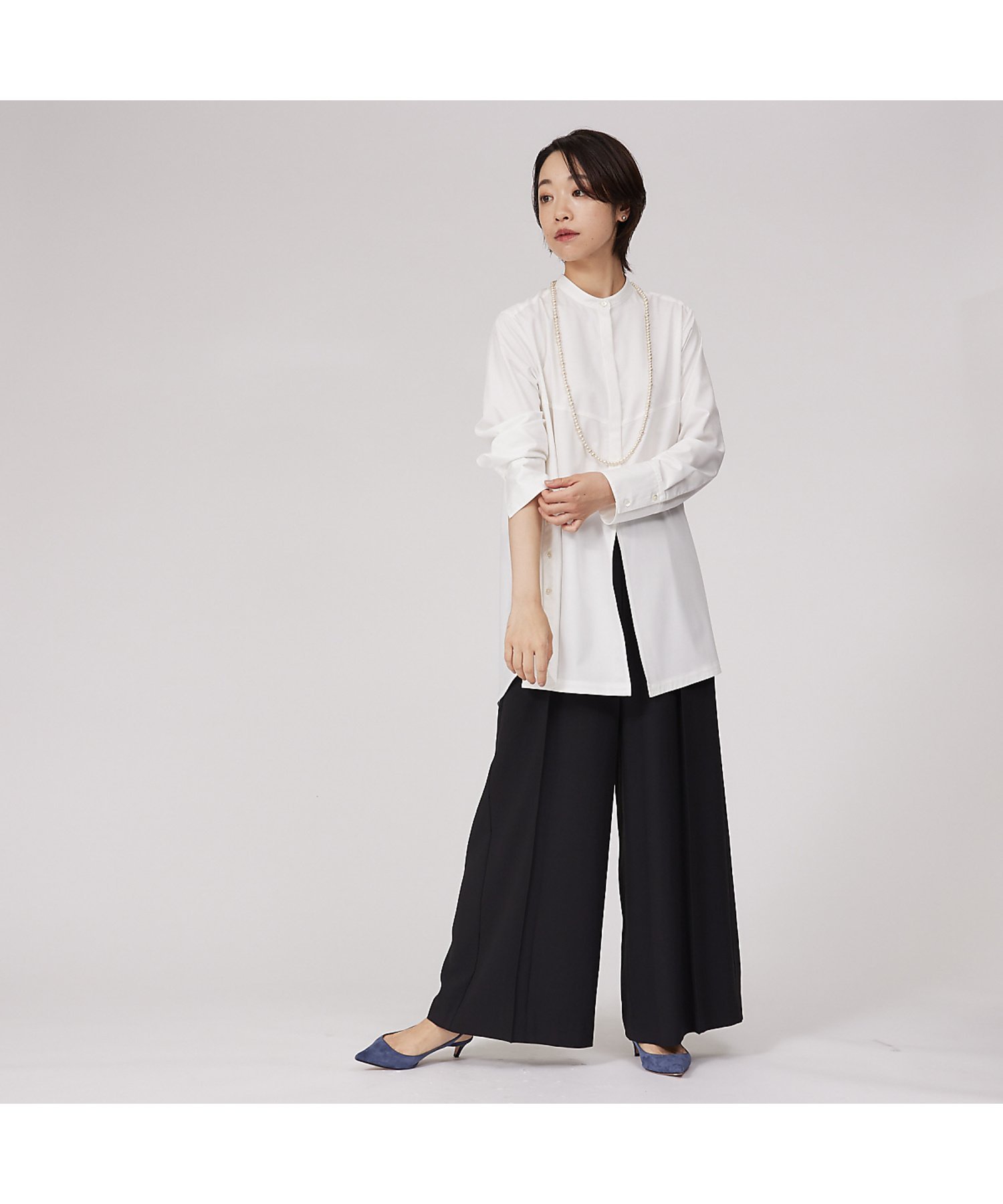 qualite 【セットアップ対応】アセテートジョーゼットタックパンツ カリテ パンツ その他のパンツ ピンク ブラック
