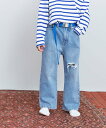 【SALE/20%OFF】LOWRYS FARM カコウデニムストレートパンツ ローリーズファーム パンツ ジーンズ・デニムパンツ ブラック ブルー