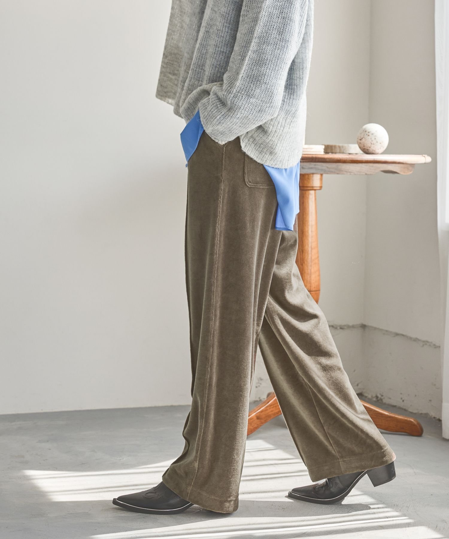 niko and ... 2WAYラビットベロアパンツ【新色予約】 ニコアンド パンツ その他のパンツ グレー ブラウン ネイビー オレンジ ブラック【送料無料】のサムネイル